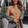 Get It Going Front Tie Tank In Camel Image - 1