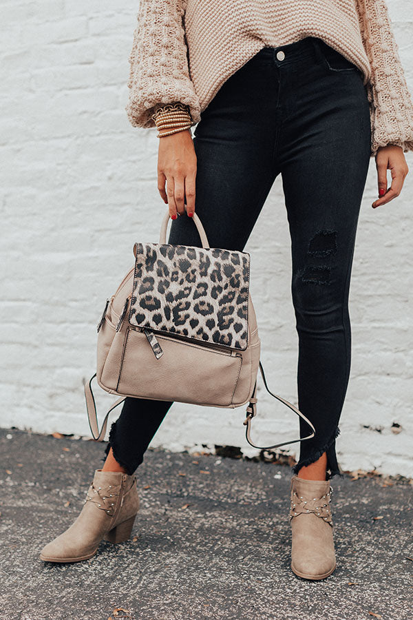 Upstate Adventures Faux Leather Leopard Backpack In Birch