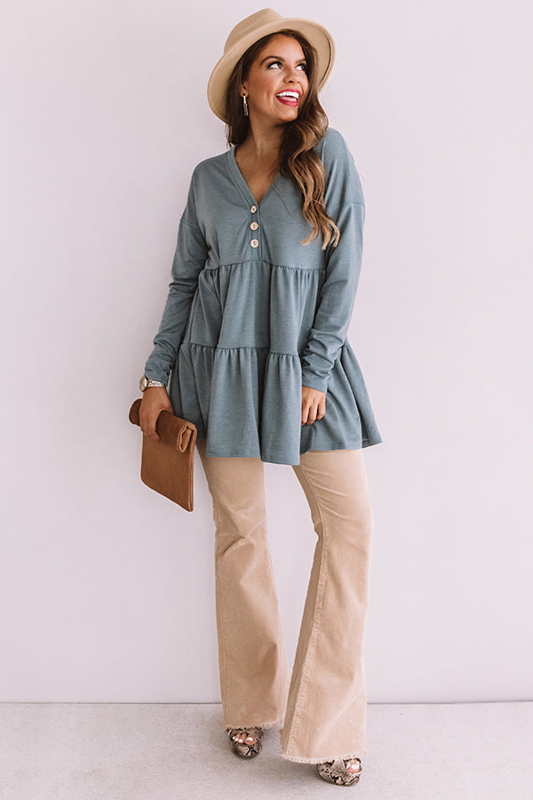 Concert Crush Babydoll Top in Light Teal Image - 1