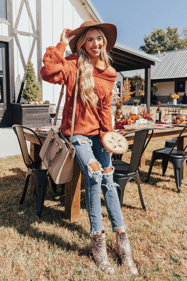 Cool Weather Crush Tunic Sweater in Rust Image - 4