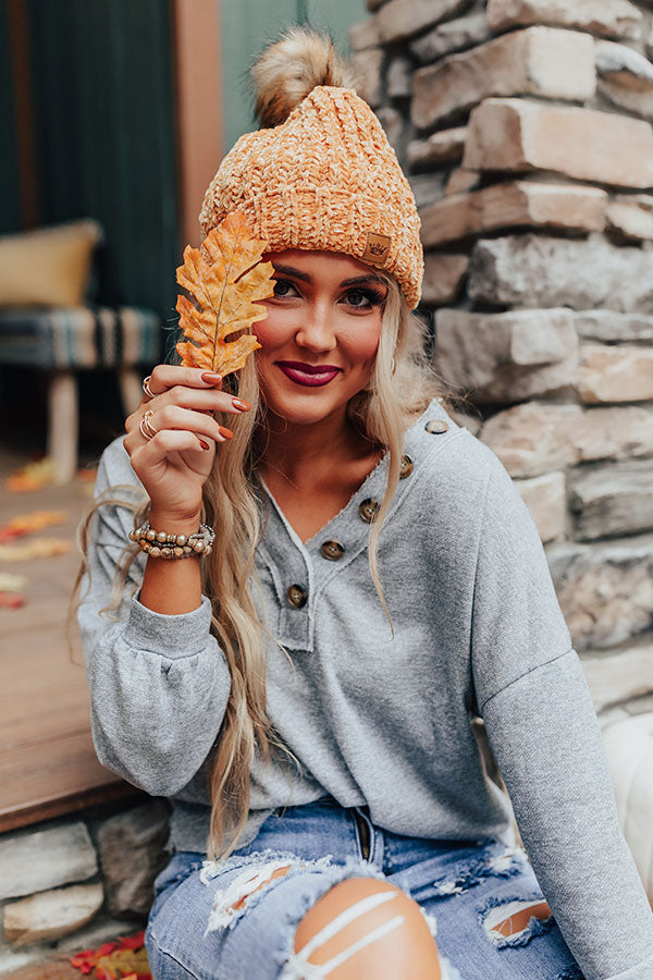 Pure Sweetness Fleece Lined Chenille Beanie In Golden Honey