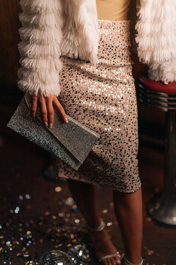 Dramatic Effect Sequin Pencil Skirt in Champagne Image - 2