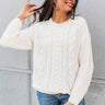 Cabin Kisses Cable Knit Chenille Sweater in Ivory Image - 1