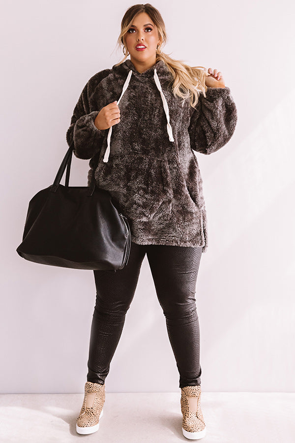 Simply Burr-fection Teddy Hoodie in Charcoal Curves Image - 2