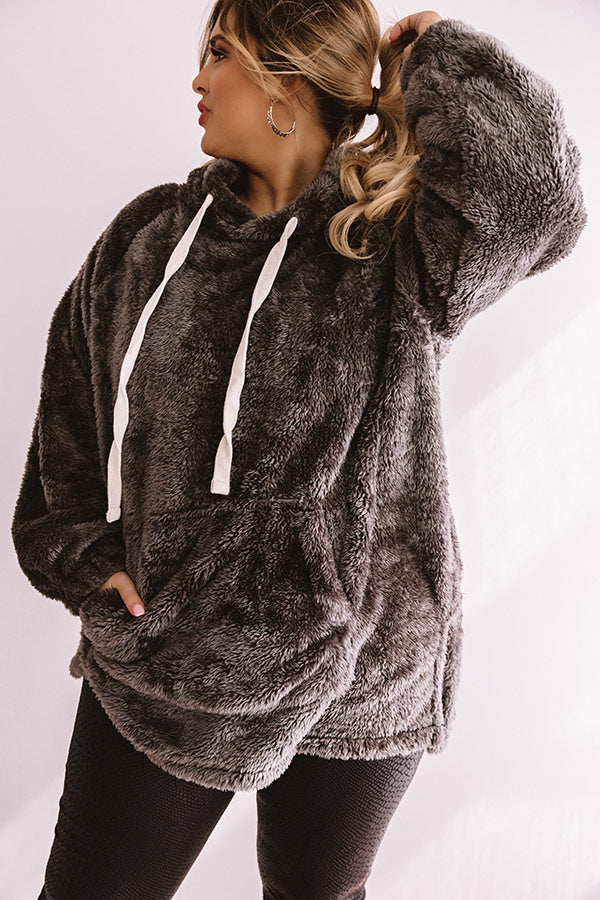 Simply Burr-fection Teddy Hoodie in Charcoal Curves Image - 3