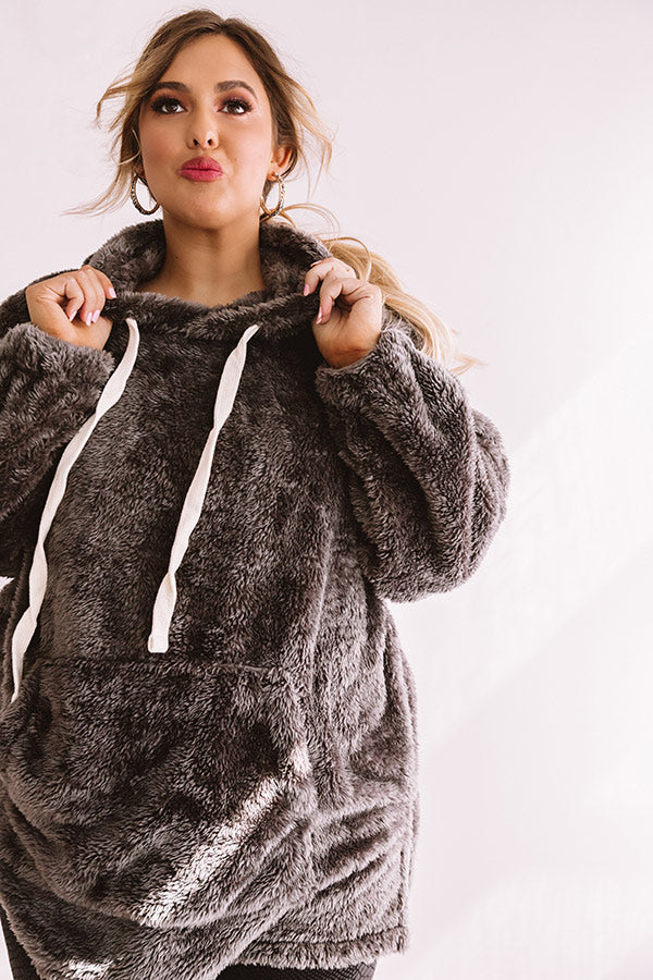 Simply Burr-fection Teddy Hoodie in Charcoal Curves Image - 4