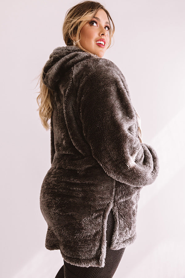 Simply Burr-fection Teddy Hoodie in Charcoal Curves Image - 5
