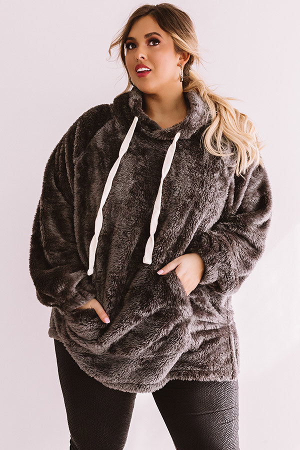 Simply Burr-fection Teddy Hoodie in Charcoal Curves Image - 1