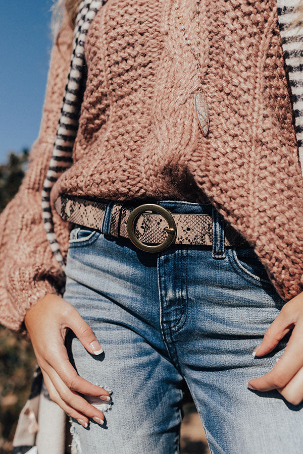The Latest In Luxury Snake Print Belt In Latte