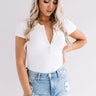Cool Look Ribbed Bodysuit In White Image - 1