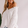 Latte Meet Up Distressed Sweater in White Image - 1