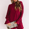 Rooftop Skyline Pleated Shift Dress In Wine Image - 1