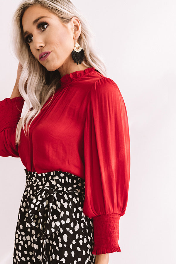 Better In Brooklyn Satin Shift Top In Red