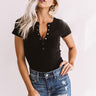 Cool Look Ribbed Bodysuit In Black Image - 1