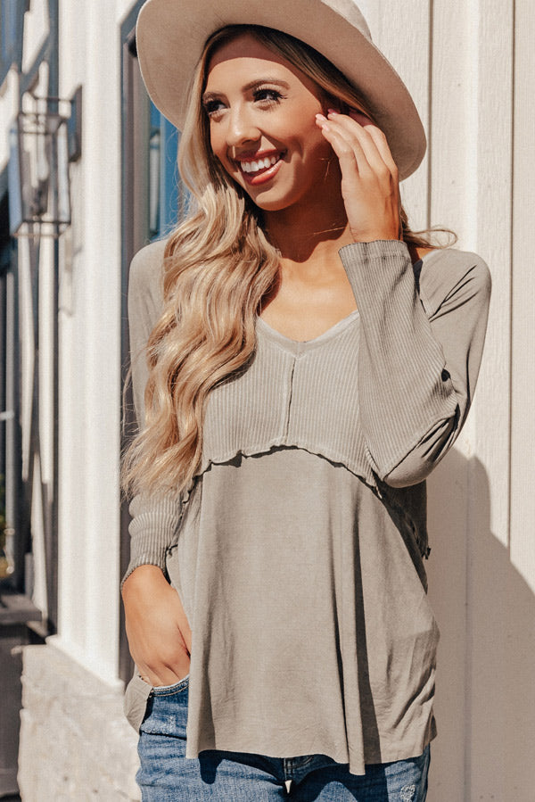 East Avenue Babydoll Top In Sage