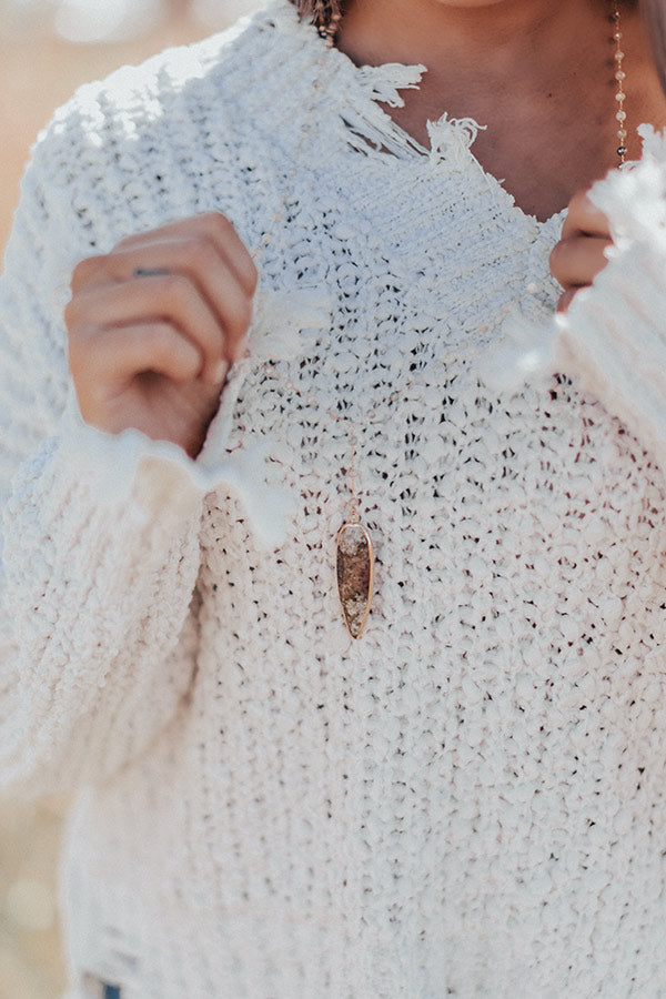 Simply Beaming Semi Precious Necklace in Brown