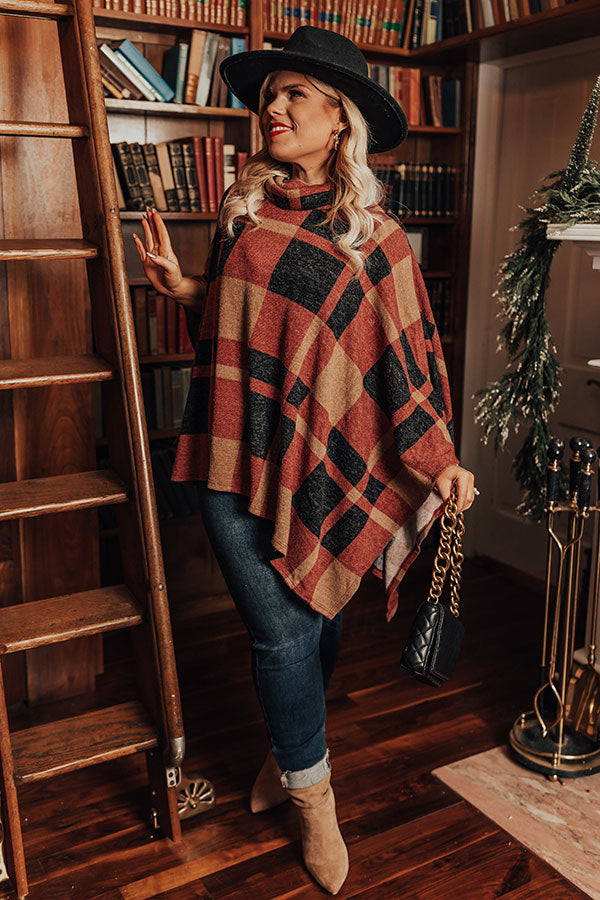 Snow Delightful Plaid Poncho Curves Image - 2