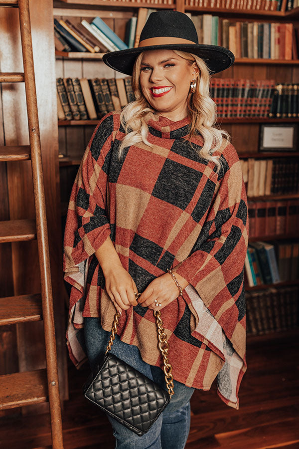 Snow Delightful Plaid Poncho Curves Image - 5
