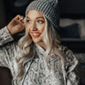In The Know Faux Fur Pom Beanie In Dark Grey Image - 1
