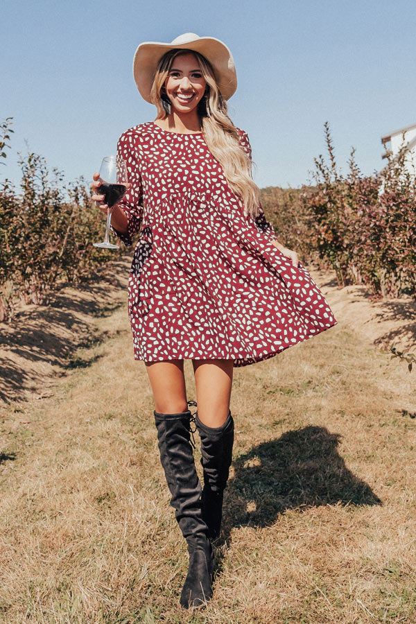 Upstate Adventures Babydoll Dress In Maroon