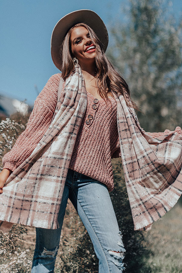 Well And Good Plaid Scarf In Dusty Purple