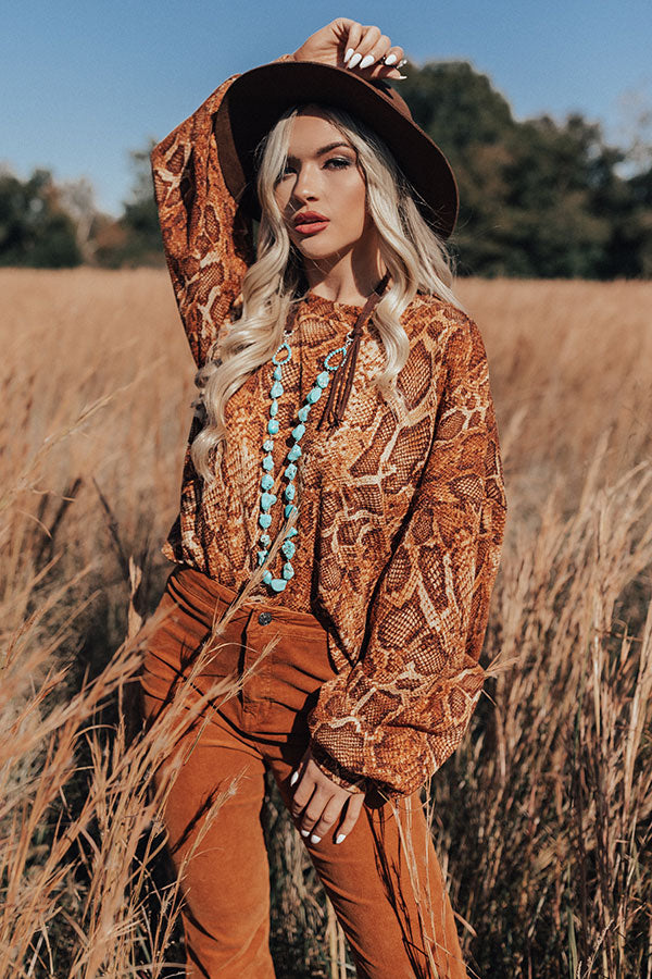 Visions Of Happiness Snake Print Top