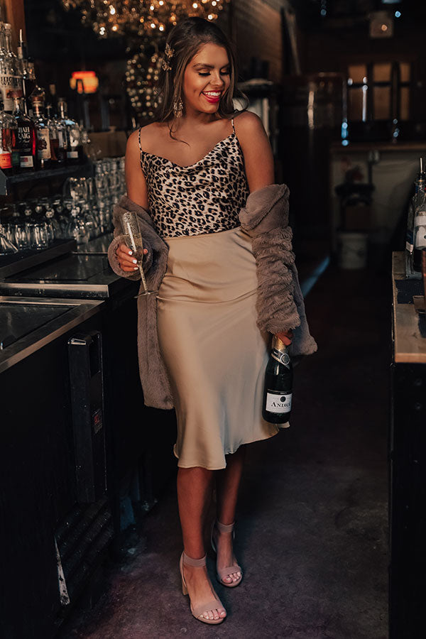 Evening Adventure Satin Skirt In Beige