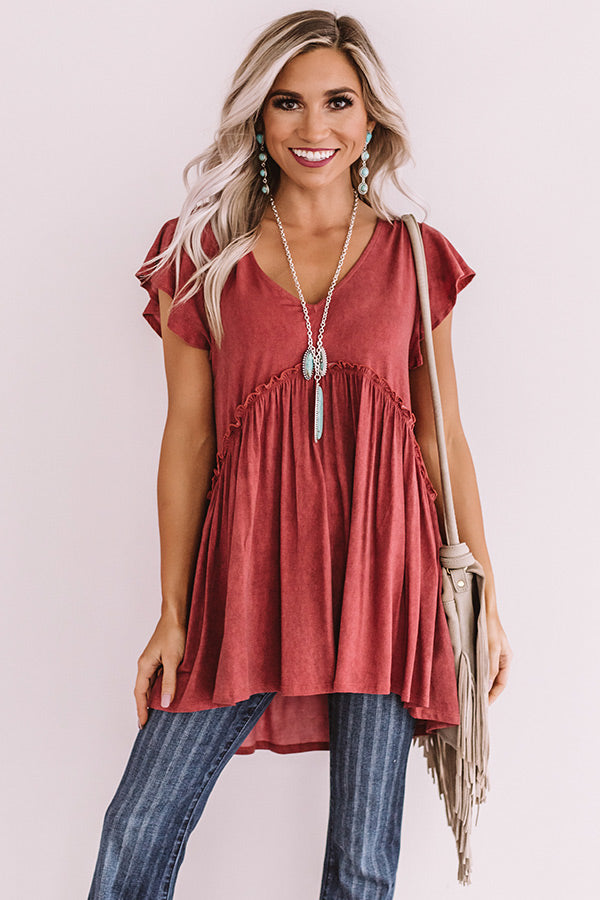 A Moment In Time Babydoll Shift Top In Crimson Image - 1