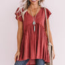A Moment In Time Babydoll Shift Top In Crimson Image - 1