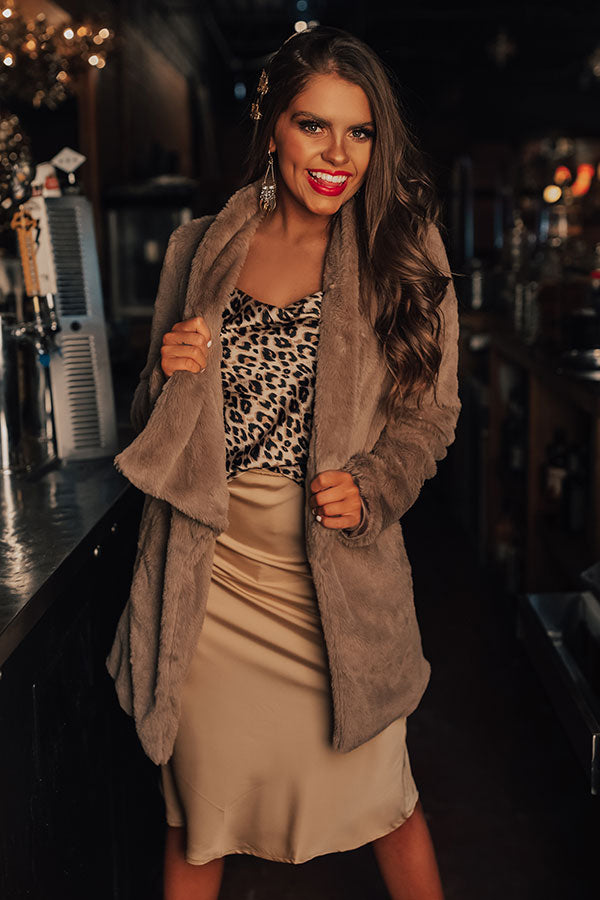 Plush Perfection Coat In Taupe
