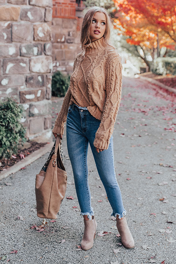 Pure Sweetness Cable Knit Sweater In Iced Latte