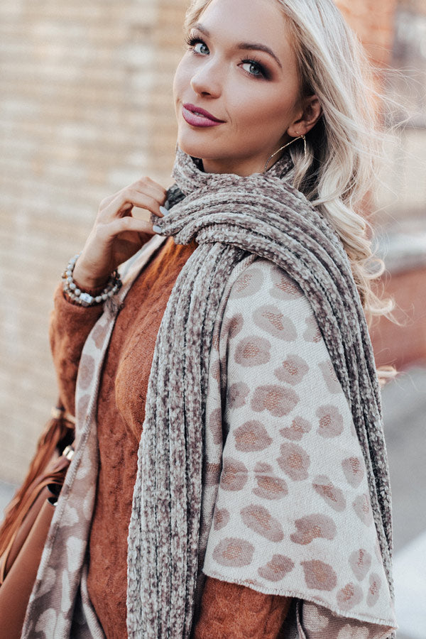Snow Retreat Chenille Scarf in Taupe Image - 2