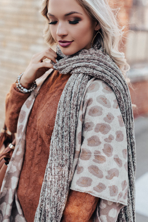 Snow Retreat Chenille Scarf in Taupe Image - 5