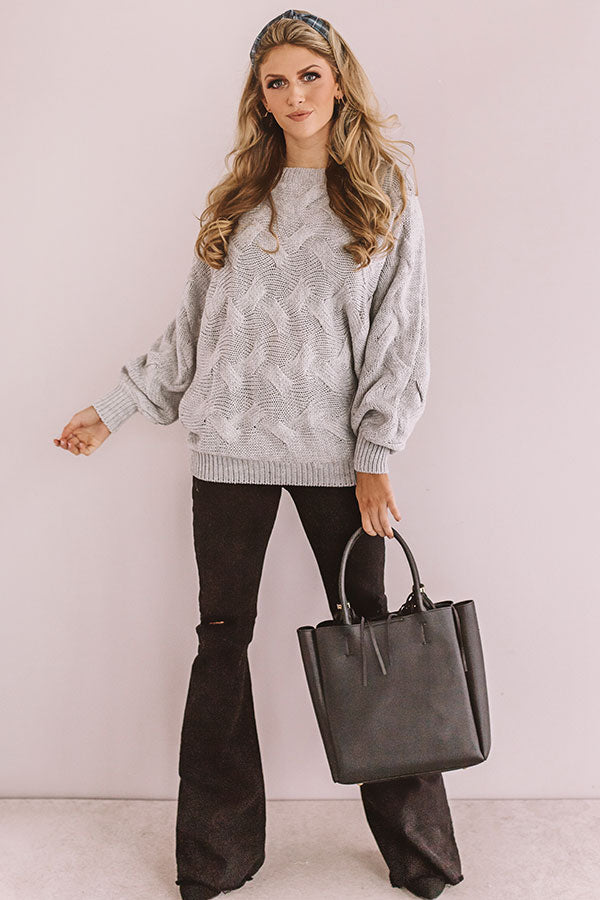 Pure Love Knit Tunic Sweater In Grey