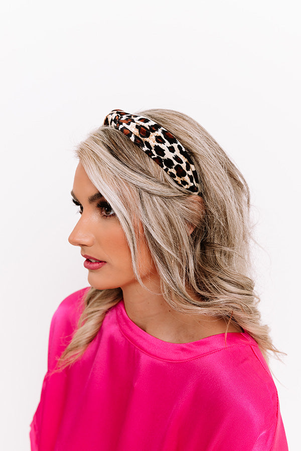 Flirty And Fashionable Leopard Headband In Tan