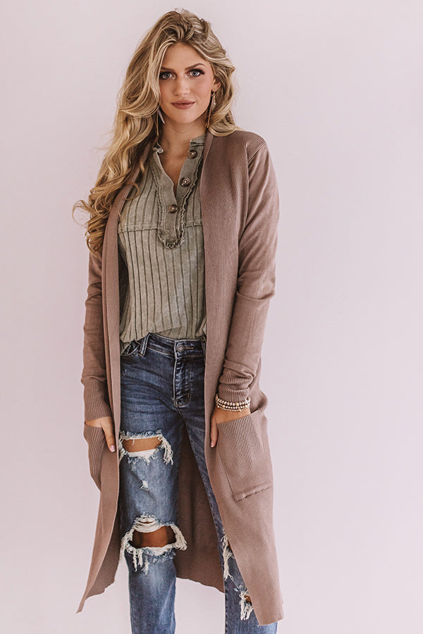 Take It From The Top Cardigan In Taupe