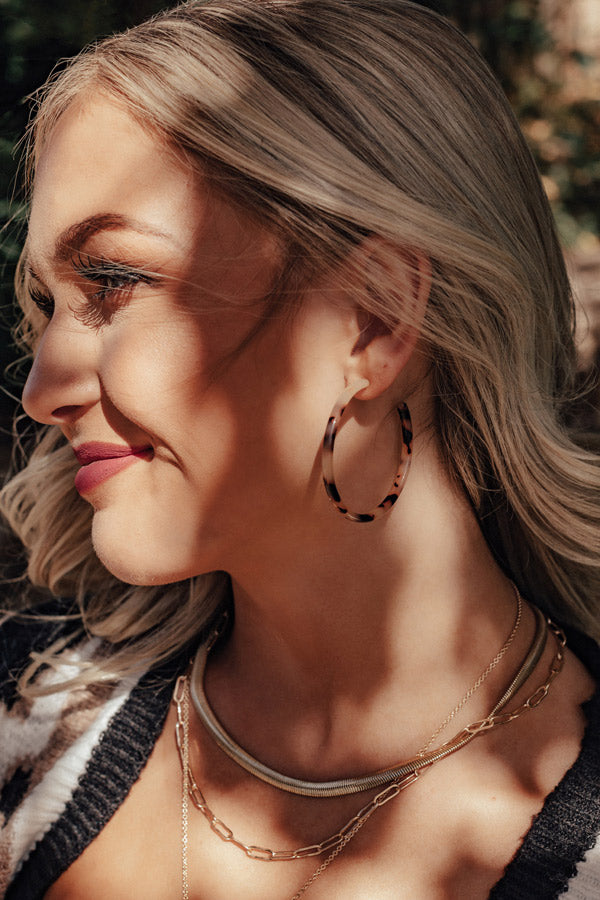 Seriously Sleek Tortoiseshell Hoop Earrings in Birch