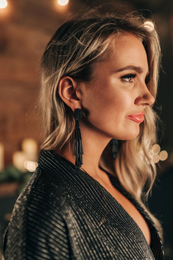 Forevermore Tassel Earrings In Black