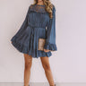 Simply Poetic Pleated Shift Dress In Autumn Sky Image - 1
