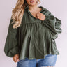 Chic Charms Babydoll Top In Hunter Green  Curves Image - 1