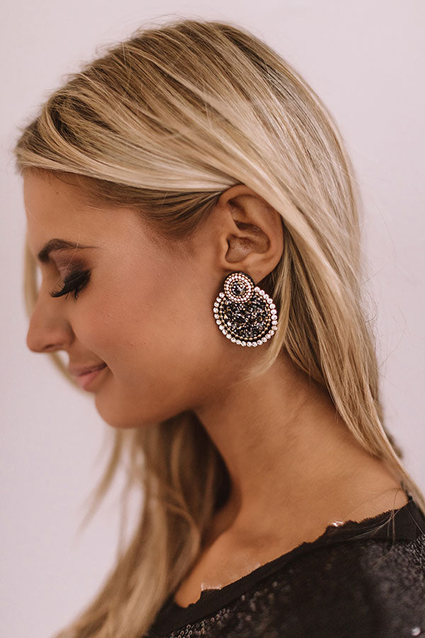 Turn On The Charm Earrings In Black