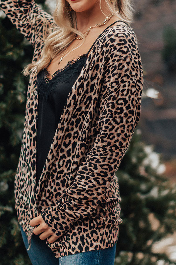 Scoop Me Up Leopard Cardigan in Brown