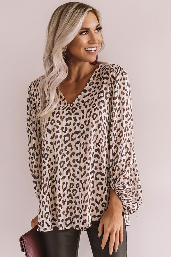 Runaway Fabulous Leopard Shimmer Shift Top In Iced Latte Image - 2