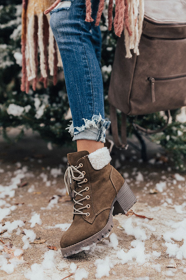 The Brooklyn Faux Suede Boot In Army Green Image - 2