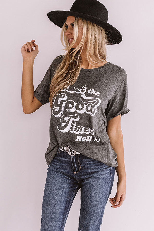 Let The Good Times Roll Boyfriend Tee In Charcoal Image - 1