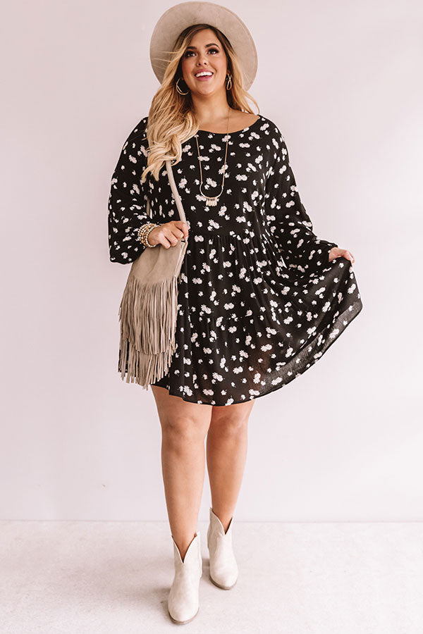 Strolling Through Downtown Floral Shift Dress in Black Curves Image - 1