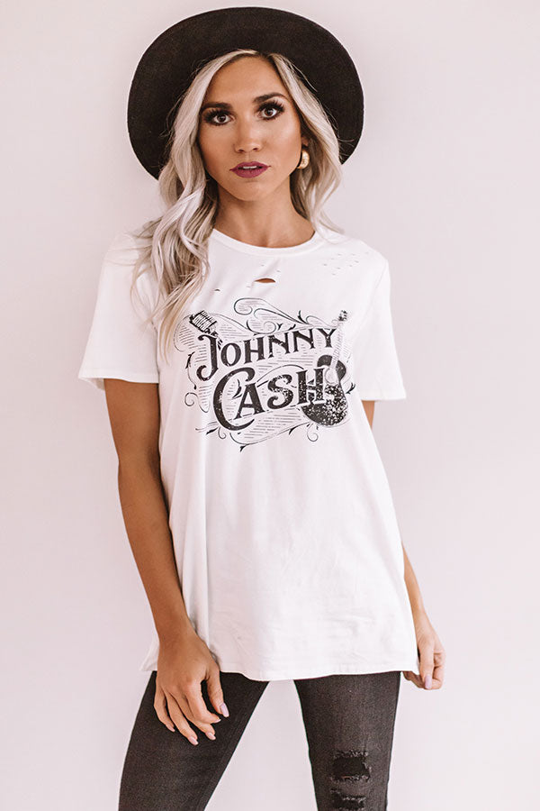 The Johnny Cash Distressed Tee In Ivory