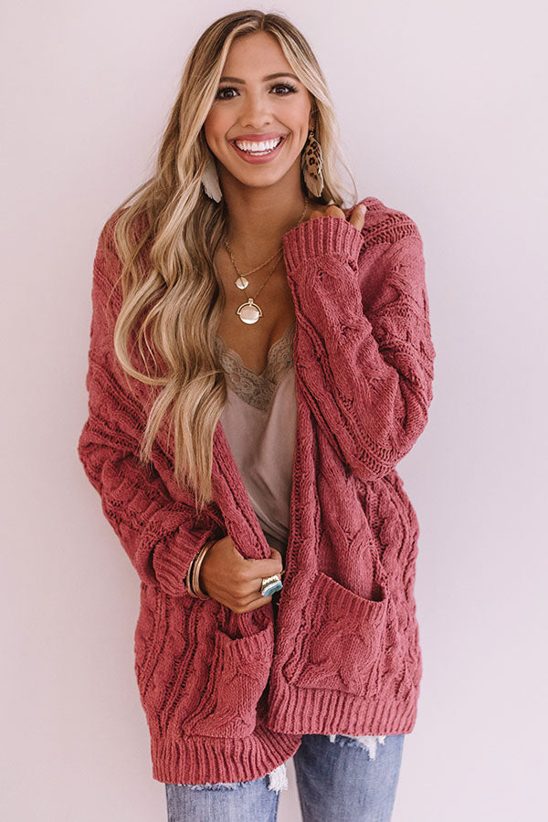 Own Knit Girl Cardigan In Rose