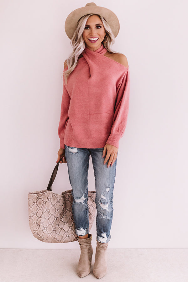 Sweet Embrace Cold Shoulder Sweater In Blush Image - 2