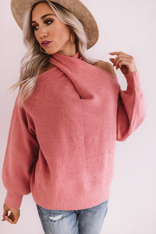 Sweet Embrace Cold Shoulder Sweater In Blush Image - 4